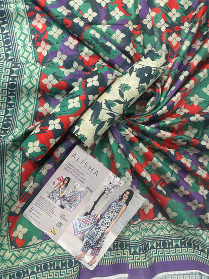 ALISHA D-02 DIGITAL PRINTED LAWN  3PCS