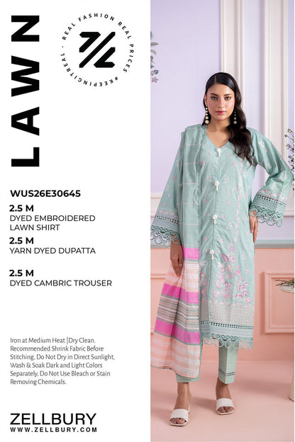 Zellbury Embroidery D.C:- WUS26E30645 Lawn 3Pcs Collection