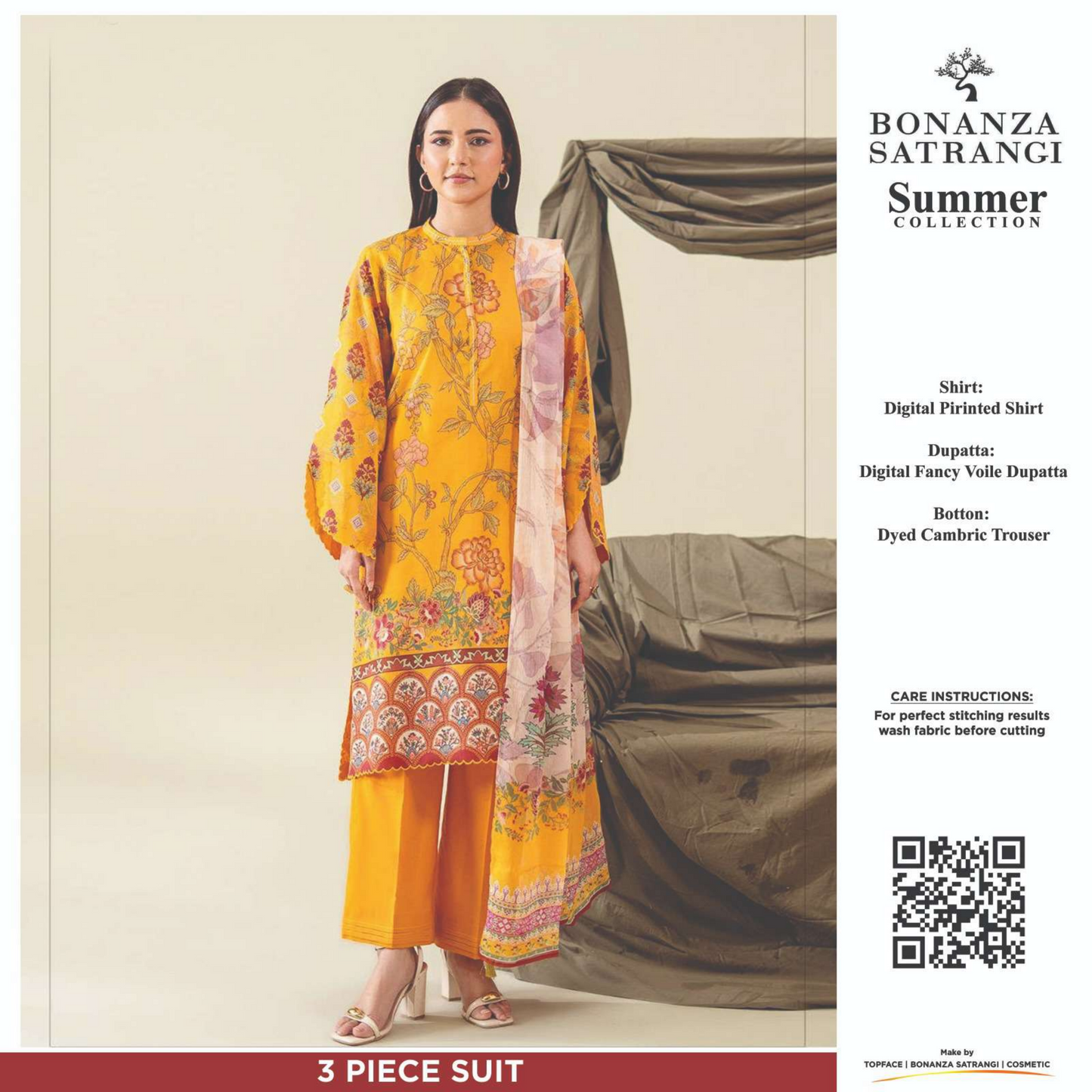 Bonanza Satrangi Orange-White 3PCs