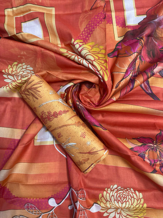Baroque Orange (S+D) 2 PCs Unstitched Lawn Collection