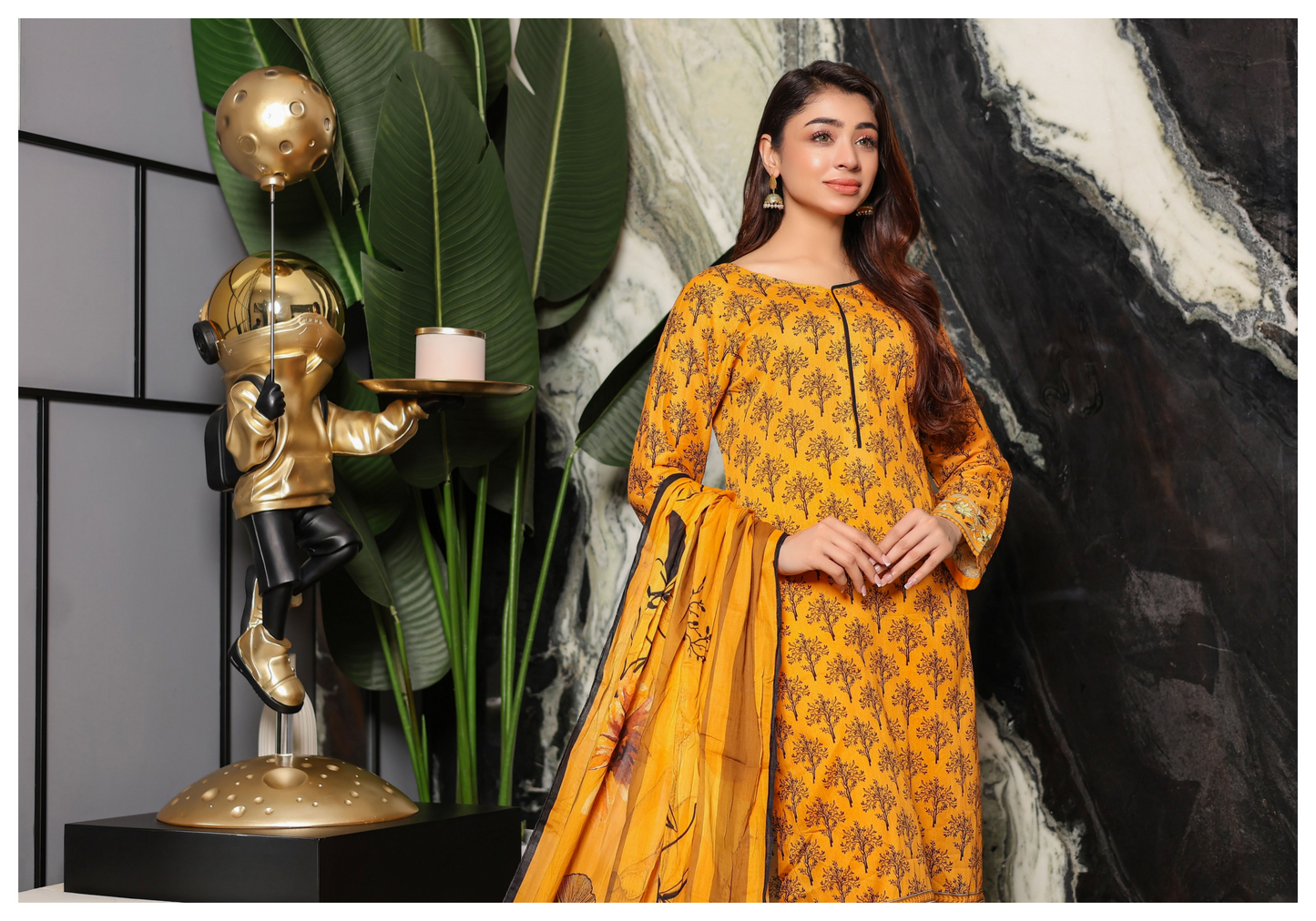JAWED ARTS ZEBTAN –  3PC UNSTITCHED SUIT Design: 6
