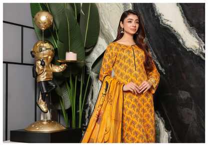 JAWED ARTS ZEBTAN –  3PC UNSTITCHED SUIT Design: 6