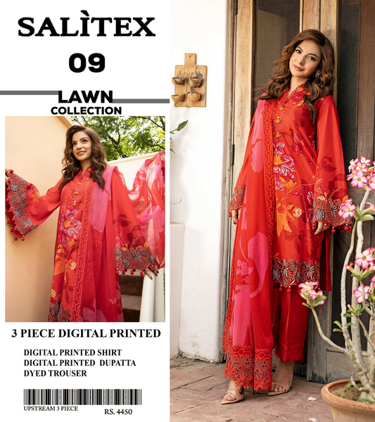 Salitex Lawn 3 PIECE DIGITAL PRINTED Collection Design# 9