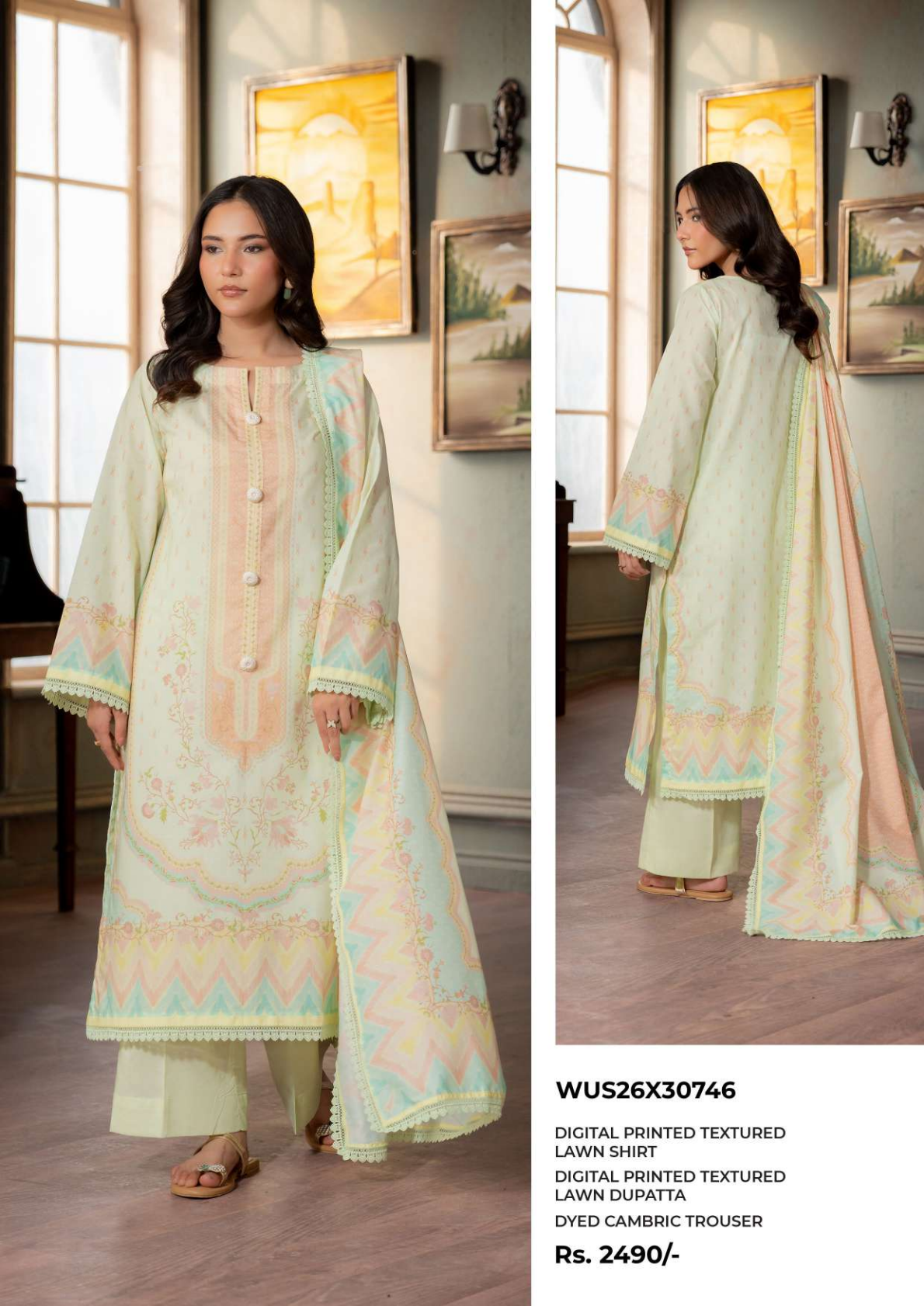 ZELLBURY Unstitched Lawn Collection 2026 Design # WUS26X30746
