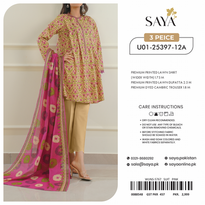 Saya Unstitched 100% Original LAWN 3P Suit In WHOLESALE PRICE 💯✨