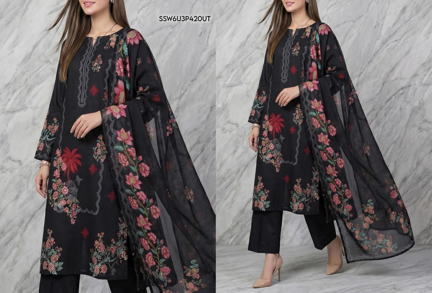 Eshaal Premium 3PC Lawn Collection Design No# SSW6U3P420UT