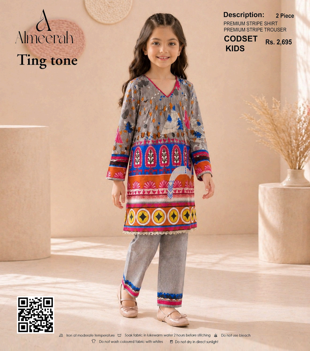 Almeerah Ting Tone Unstitched Kids 2Pcs Collection