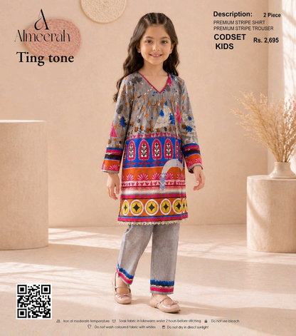 Almeerah Ting Tone Unstitched Kids 2Pcs Collection