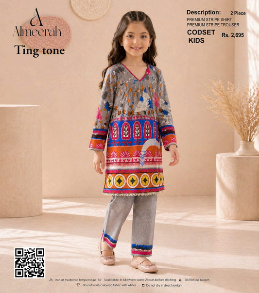 Almeerah Ting Tone Unstitched Kids 2Pcs Collection