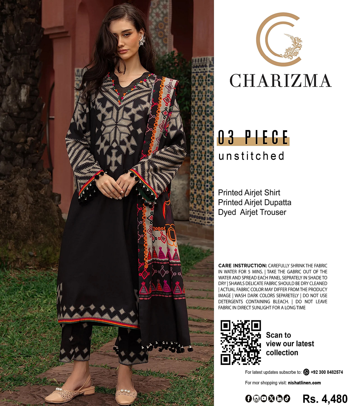 CHARIZMA LAWN COLLECTION 3 PIECE SUIT Design # 09