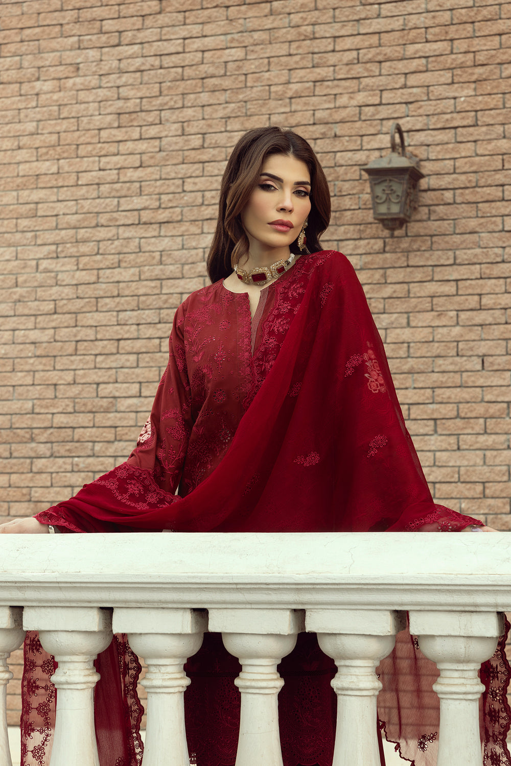 Lakhany Maroon Eid Collection Unstitched ChikanKari 3 Piece 🔥