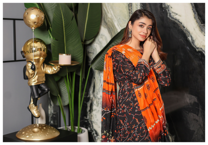 JAWED ARTS ZEBTAN –  3PC UNSTITCHED SUIT Design: 9