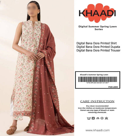 KHAADI Doria Stripe 3P Unstitched Ladies Suit