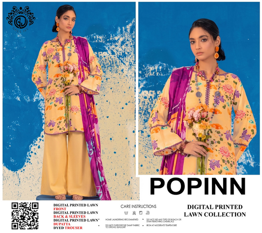 Popinn Peach Printed Lawn Collection