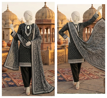 Sawera B&W Unstitched 3Pcs D-01