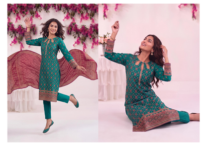 MJ D #A0401-1 – Gold Paste Printed Lawn 3Pcs Collection