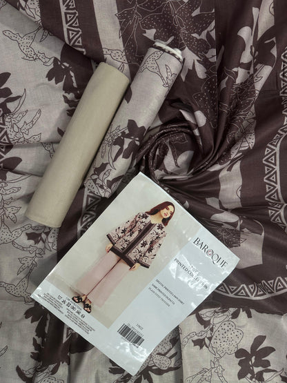 Baroque Coffee Printed Lawn 3-Piece
