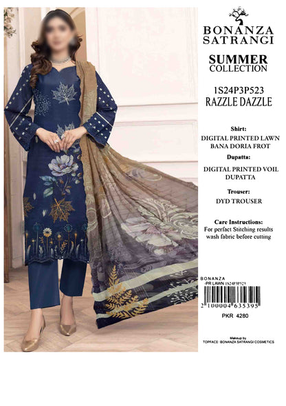 BONANZA SATRANGI – SUMMER UNSTITCHED 3PCS COLLECTION