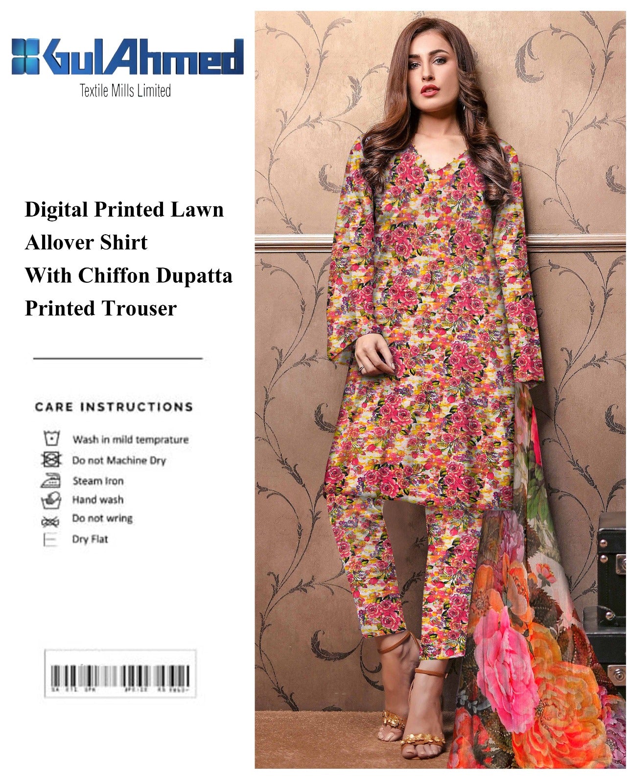GulAhmed & Nishat Printed With Chiffon Dupatta 3P