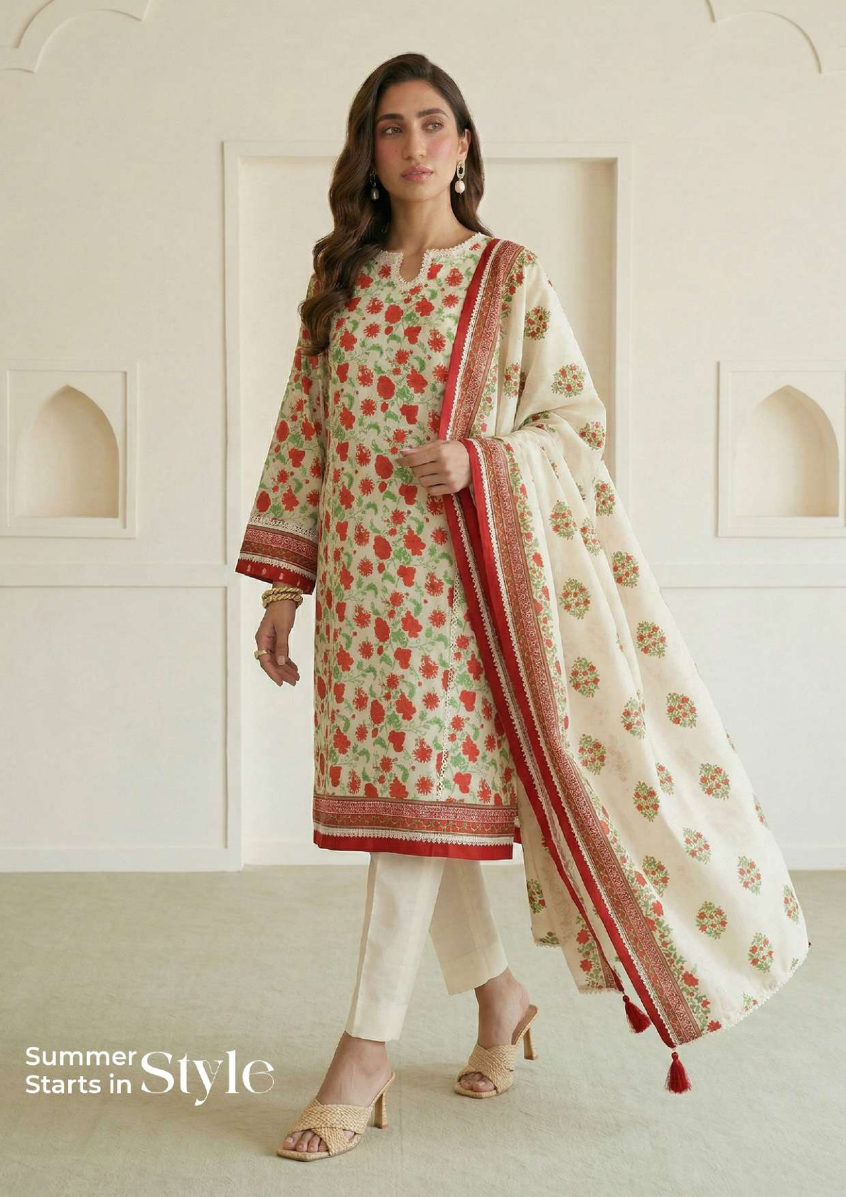 ZELLBURY Unstitched 3pcs Lawn Collection D.C:- WUS26X31084