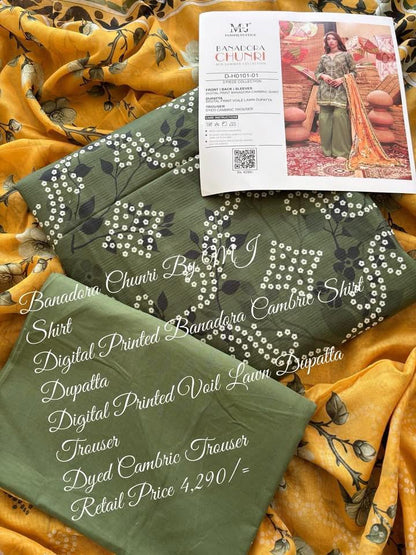 MoosaJee 100% Original Banadora Chunri Unstitched 3Ps👌🔥