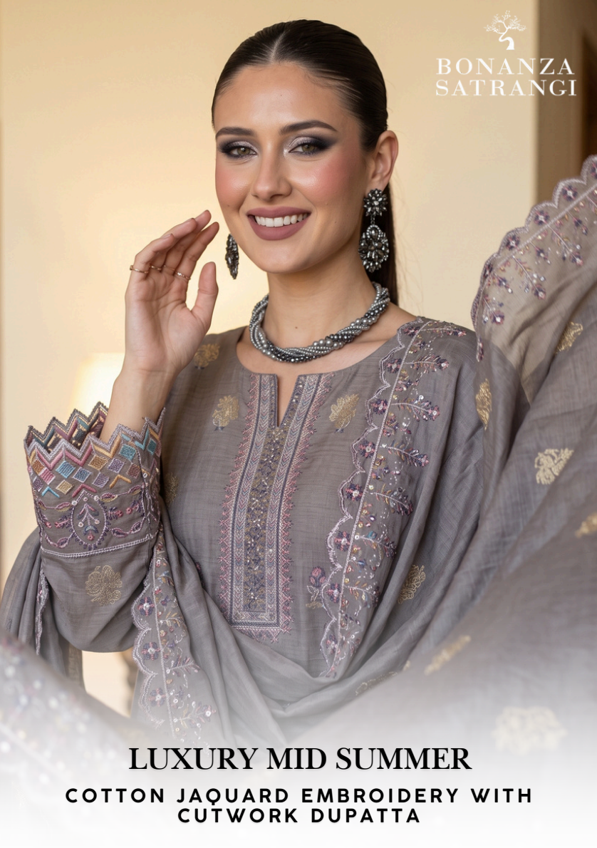 Bonanza Satrangi Smoke Grey Jacquard 3Pcs
