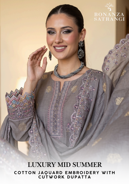 Bonanza Satrangi Smoke Grey Jacquard 3Pcs