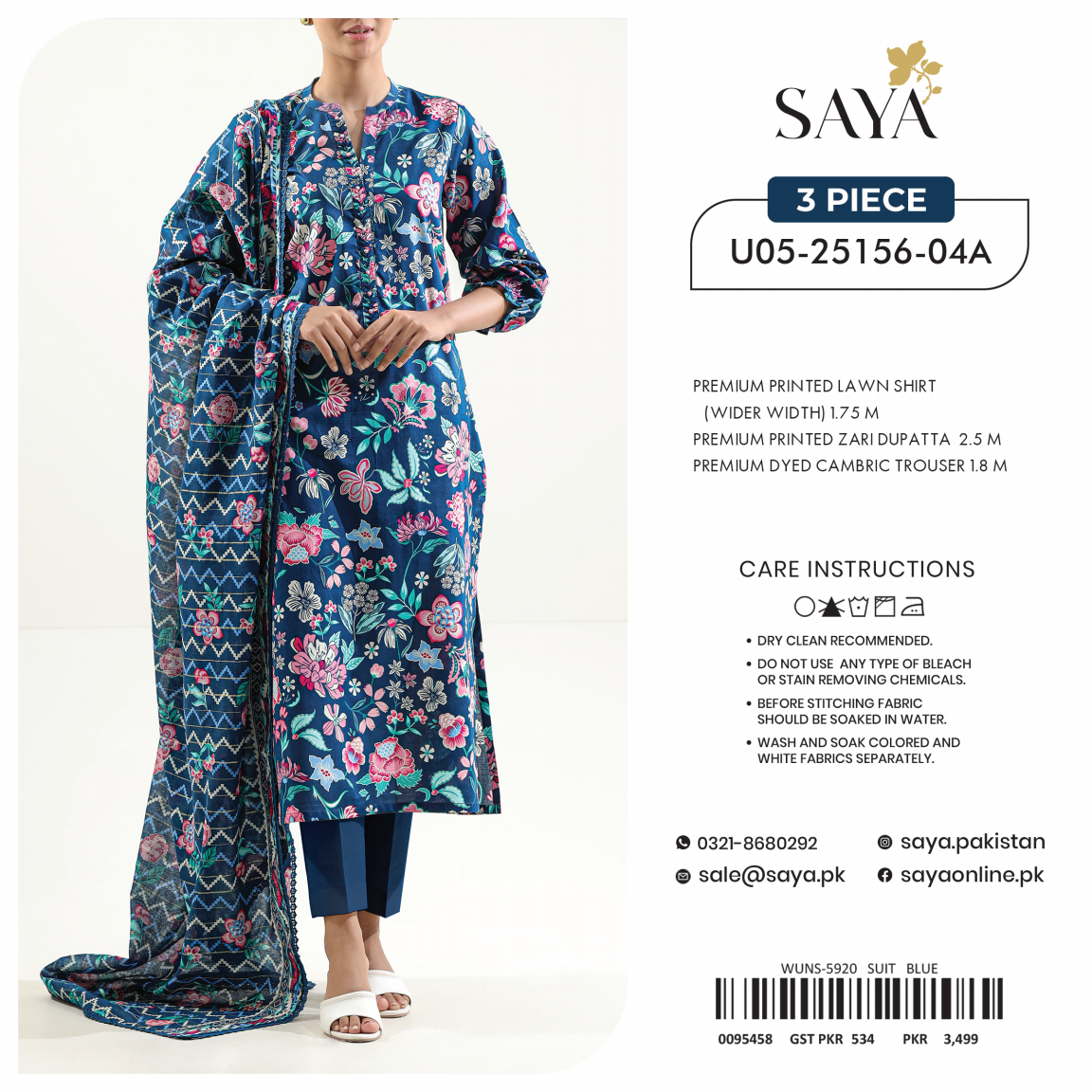 Saya Unstitched 100% Original LAWN 3P Suit In WHOLESALE PRICE 💯✨