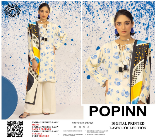 Popinn Cream Printed Lawn Collection