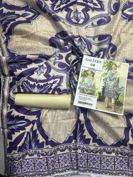 Salitex Lawn 3 PIECE DIGITAL PRINTED Collection Design# 8