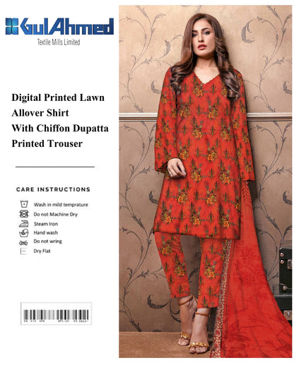 GulAhmed & Nishat Printed With Chiffon Dupatta 3P