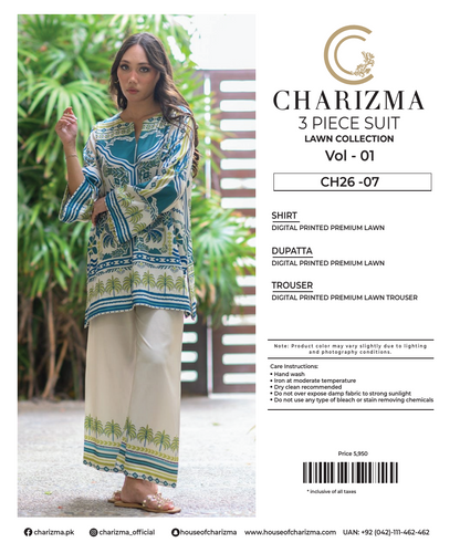 CHARIZMA LAWN UNSTITCHED COLLECTION – Vol 1_CH26-07
