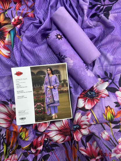 Khaadi (D.C:-SS2380A) 3Pcs Digital Printed Lawn Collection