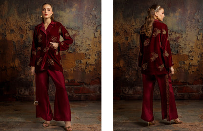Merakish velvet Embroidered 3P