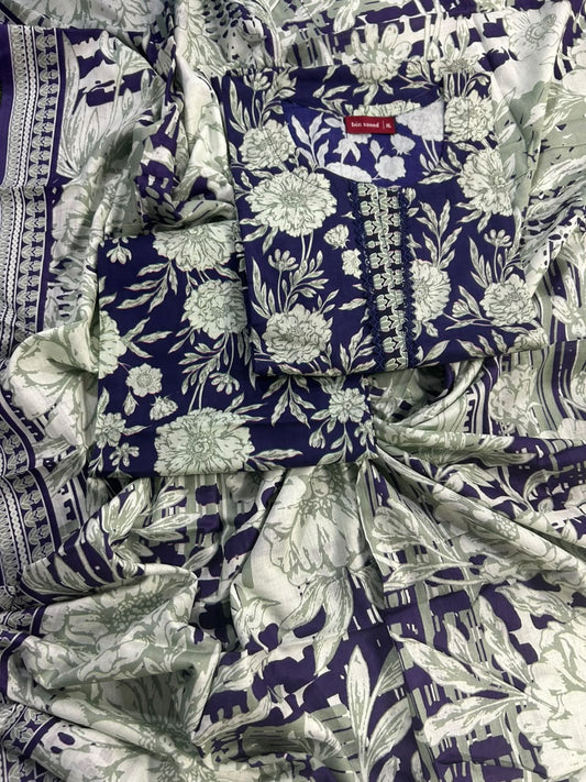 Bin Saeed Blue Flora Stitch 3Pcs