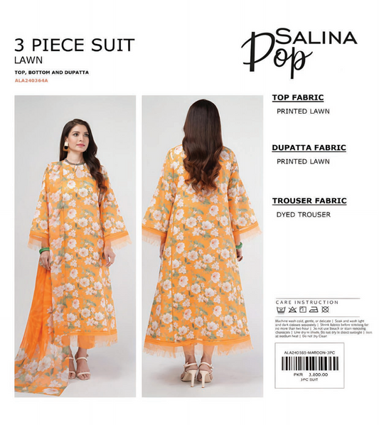 Salina Pop Unstitched Lawn Dyed Trouser 3PCs 💕🔥