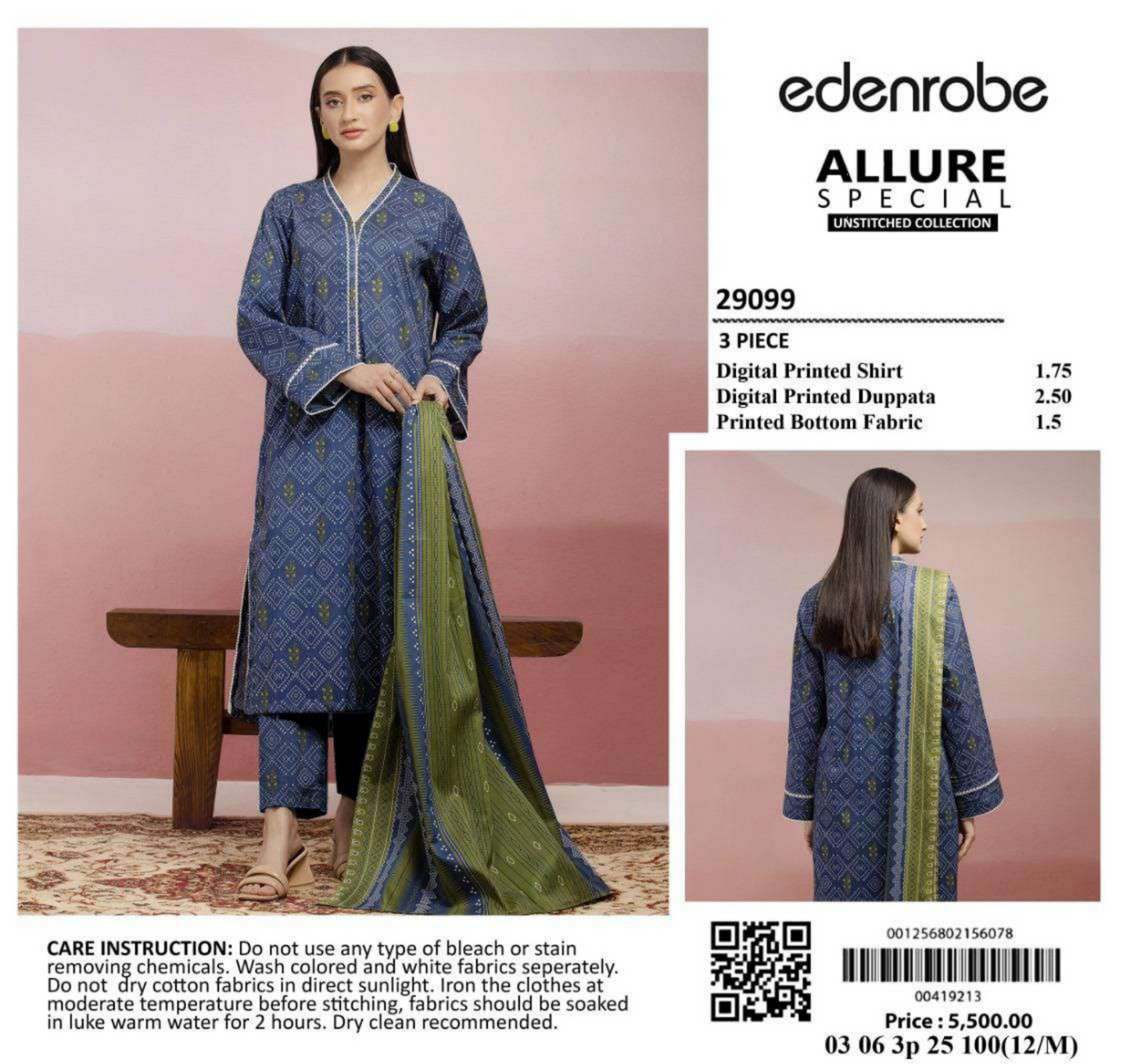 🌸 Edenrobe 🌸☀️ Summer Identic 2025 ☀️💎 3 Piece Unstitched Lawn 💎