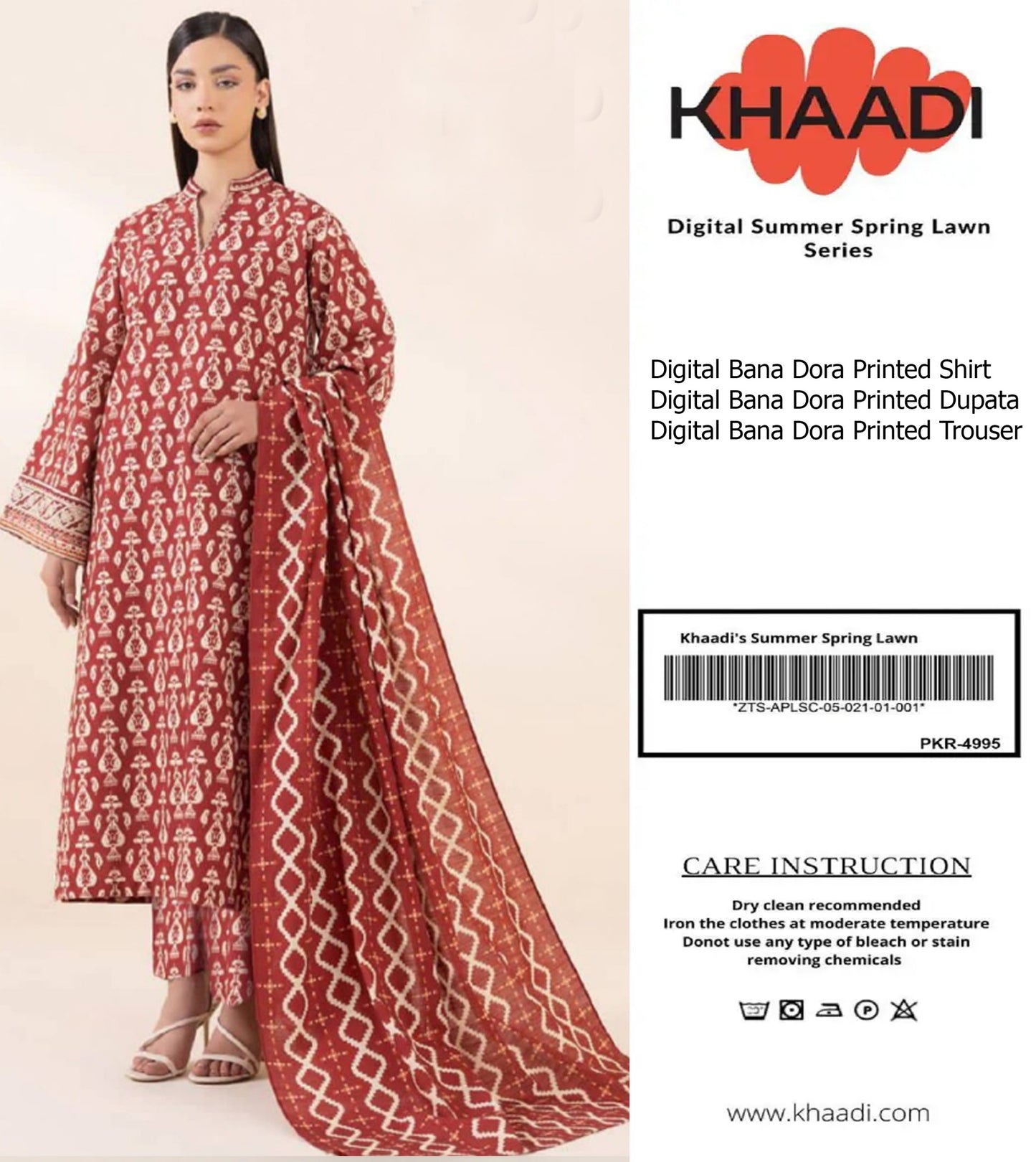 KHAADI Doria Stripe 3P Unstitched Ladies Suit