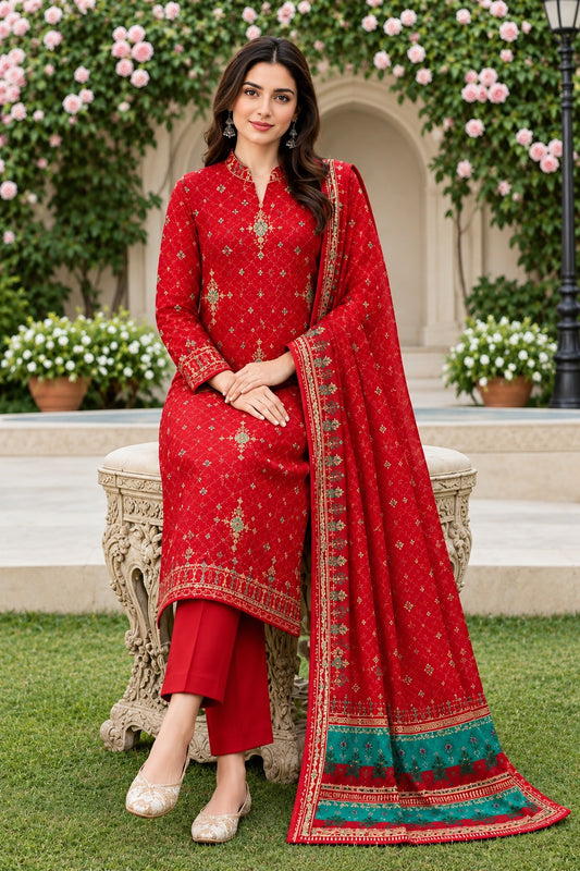 Sahara Red Printed 3Pcs