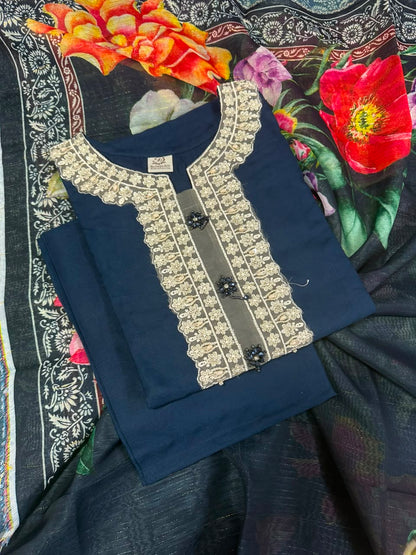 BQ EMBROIDERY BLUE STITCHED 3PCS RANDOMLY DESIGN
