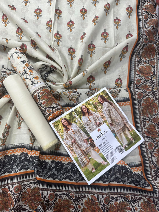 AsimJofa Beige Printed 3Pcs