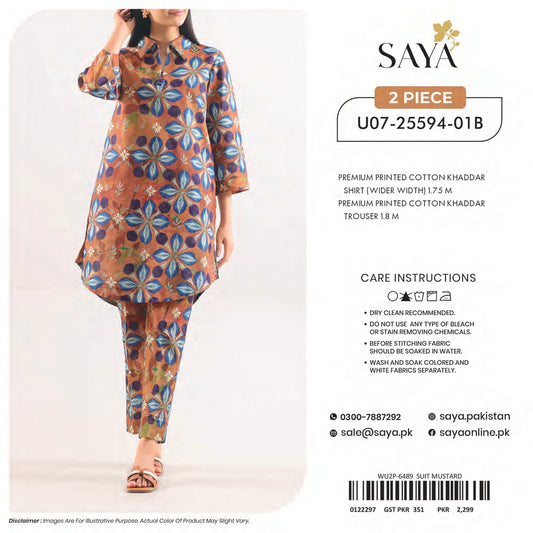 SAYA 100% ORIGINAL Unstitched Cotton Khaddar 2 Piece 🔥❤️