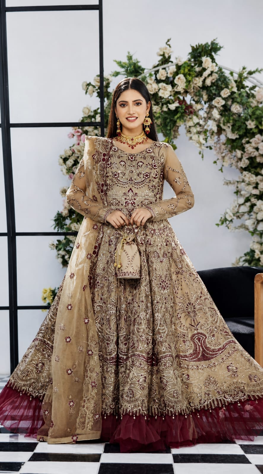 Safina Skin Red Luxury Embroidered Collection
