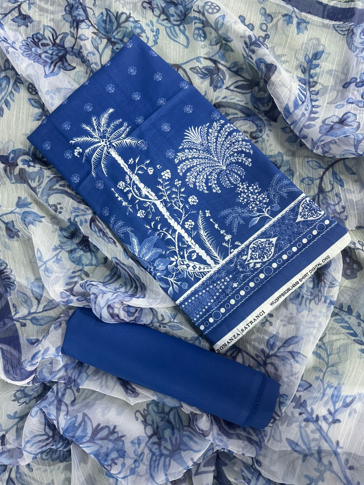 BONANZA SATRANGI BLUE PRINTED 3PCS