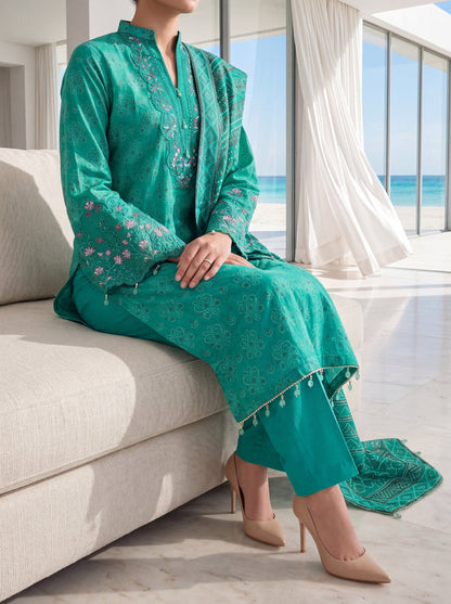 Fleur By Almeerah - Sea Glimmer – Digital Chundri Lawn