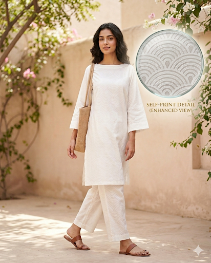 EGO Self Printed Unstitched White Collection