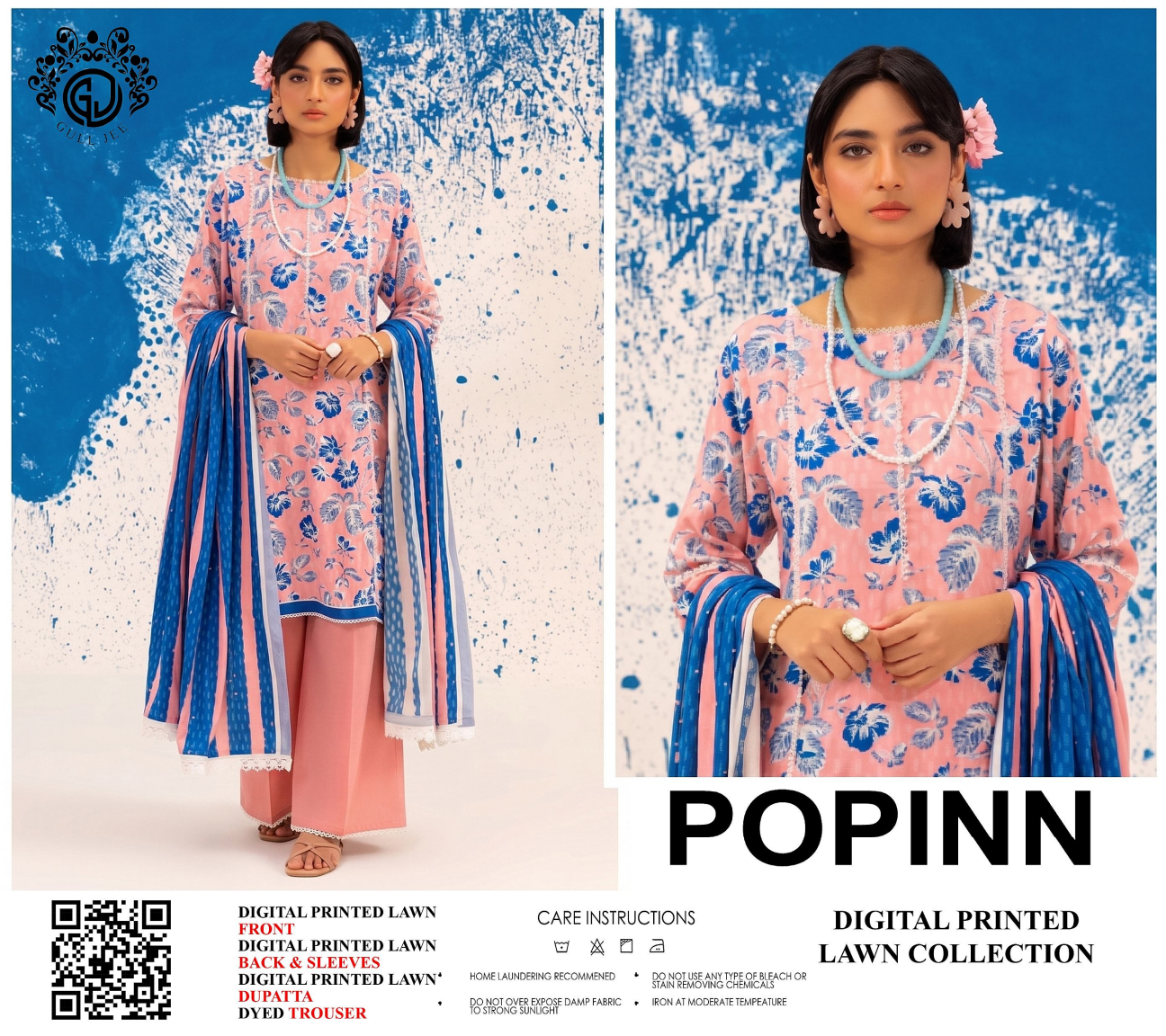 Popinn Pink Printed Lawn Collection