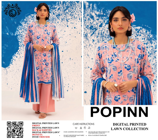 Popinn Pink Printed Lawn Collection