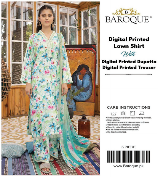Baroque Unstitched Lawn 3 Pieces in Wholesale Price 🔥❤️