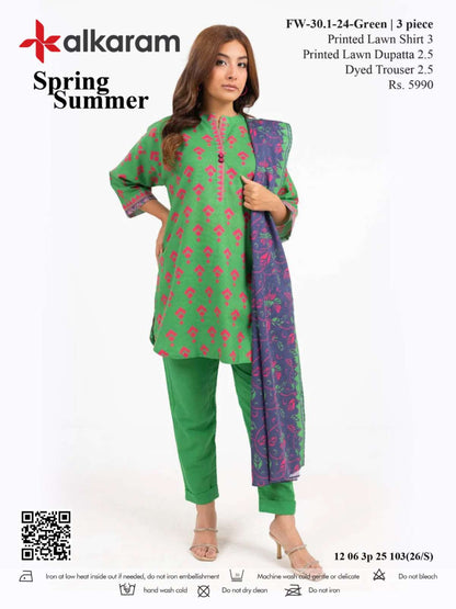 Alkaram Digital Printed Lawn 3 Piece 😉🧡
